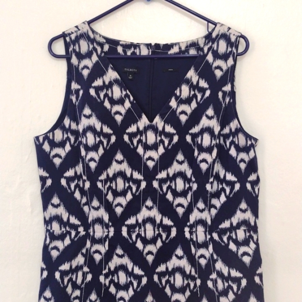 Talbots Navy and White Sleeveless Midi Dress - Picture 3 of 13